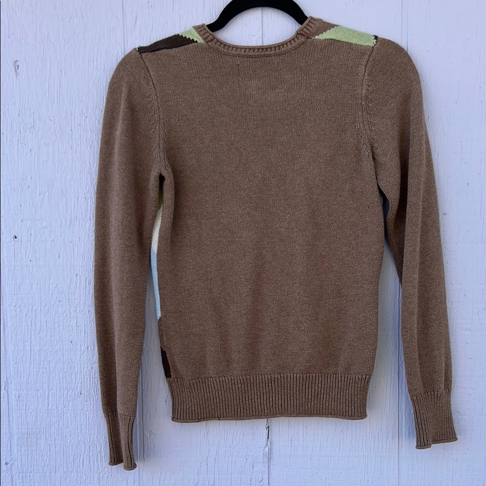 Vintage Esprit Brown Argyle V-Neck Sweater - Picture 5 of 5